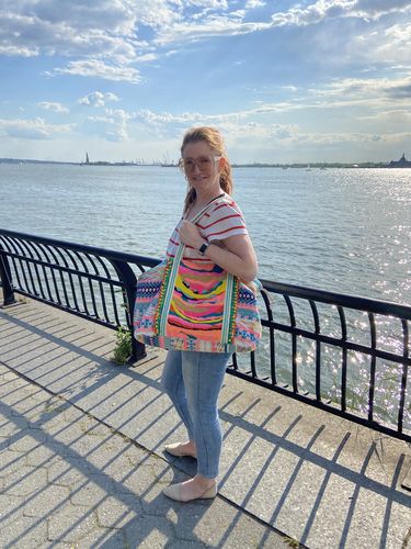 Customer photo review of Daphne Embellished Multi-colored Hand Beaded Tote