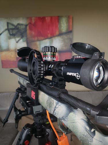 Customer photo review of Sniper KT 5-40X56 SAL Rifle Scope 35mm Tube Side Parallax Adjustment Glass Etched Reticle Red Green Illuminated with Scope Rings