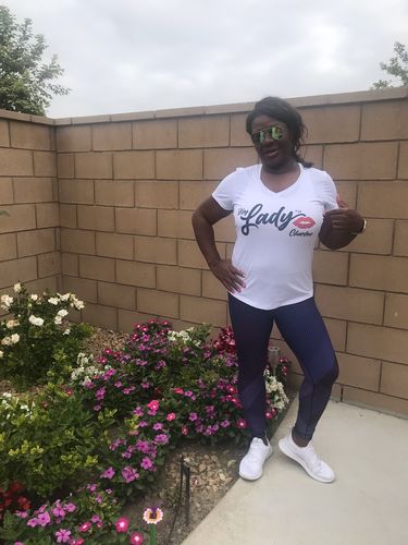 Customer photo review of Hey Lady 💋™ "YOUR NAME" T-shirt