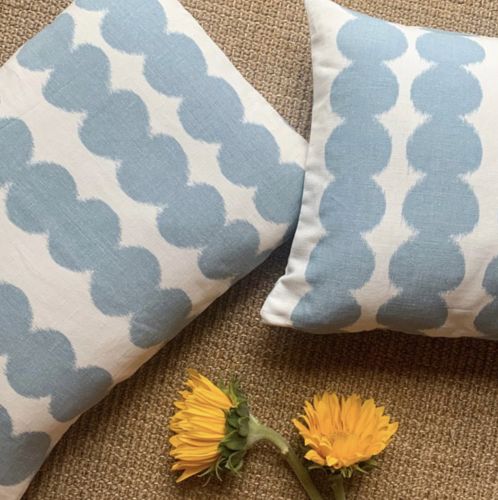 Customer photo review of Full Circle Sky Blue Pillow Cover