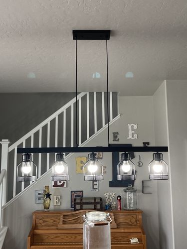 Customer photo review of Industrial 5-Light Metal Cage Hanging Pendant Light