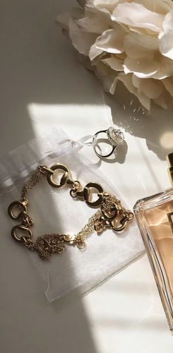 Customer photo review of Gold-Tone Horsebit Station Necklace