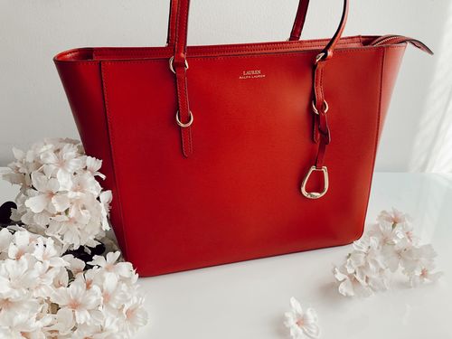 Customer photo review of Lauren Ralph Lauren Bennington Leather Tote (Red)