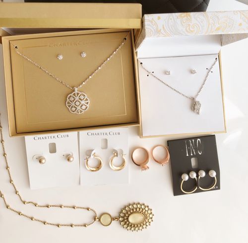 Customer photo review of Silver-Tone Crystal Pendant Necklace & Stud Earrings Set