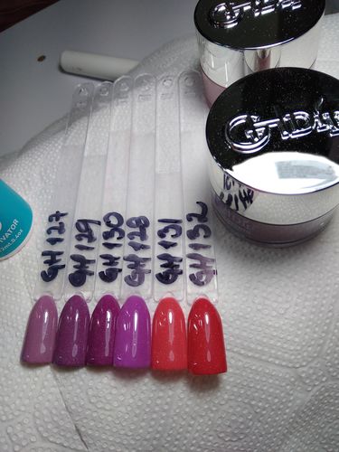Customer photo review of GHDip Dip Powder Nail Kit G6402(Shimmer Purple) for starters