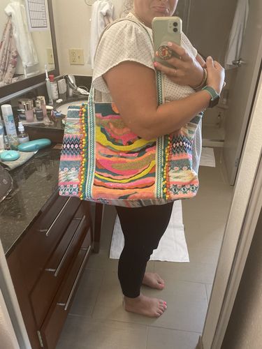 Customer photo review of Daphne Embellished Multi-colored Hand Beaded Tote