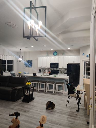 Customer photo review of 4-Light Square Geometric Pendant Light