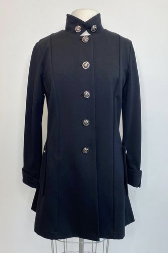 Customer photo review of Joseph Ribkoff Black Long Line Button Detail Military Coat Jacket 203666 NEW