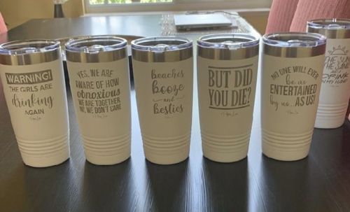 Customer photo review of Yes We Are Aware Of How Obnoxious Laser Etched Tumbler