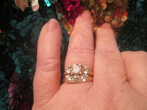 Customer photo review of 2.05-2.40 CT Round Cut Natural Diamonds - Three Stone Rings
