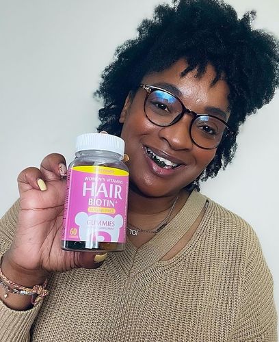 Customer photo review of Sugar-Free Biotin Vitamin Gummies with 10000mcg biotin for Hair Growth, Skin and Nails 60 Cts - 3 Natural Fruit Flavors