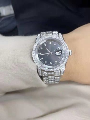Customer photo review of THE ICE CUBE® - Iced Out Diamond Presidential Watch in White Gold (Black Dial)