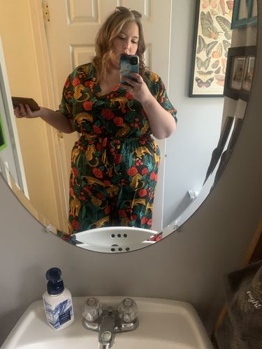 Customer photo review of Jaguar Paradise Black Animal Print Jumpsuit