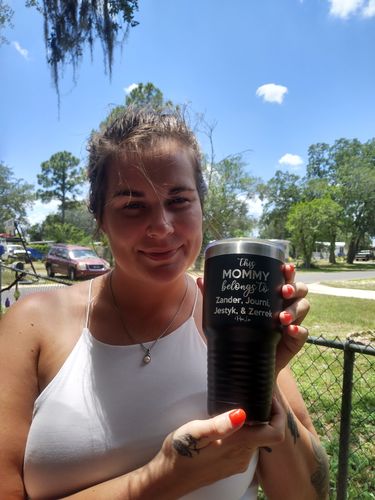 Customer photo review of $15 Mother's Day Special | This Mommy Belongs To (CUSTOM) Laser Etched Tumbler