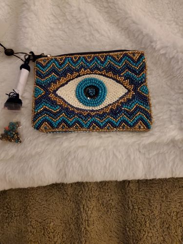 Customer photo review of Grecian Nights Evil Eye Embellished Mini Pouches
