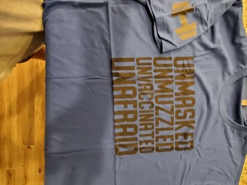 Customer photo review of Unmasked Black Print Men's Apparel