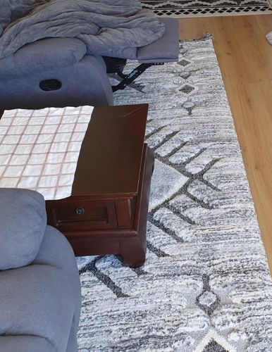 Customer photo review of Cream & Grey Mono Tribal Tek Rug