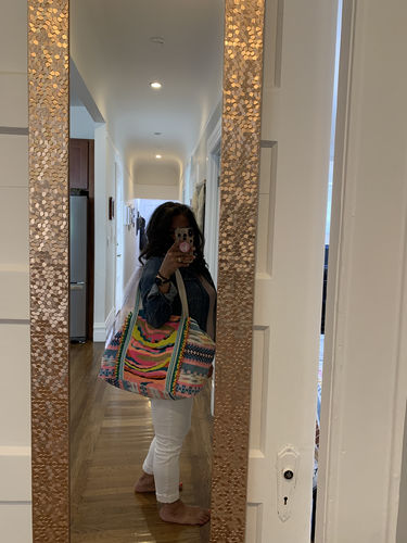 Customer photo review of Daphne Embellished Multi-colored Hand Beaded Tote