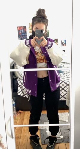 Customer photo review of "Blessed" Varsity Jacket