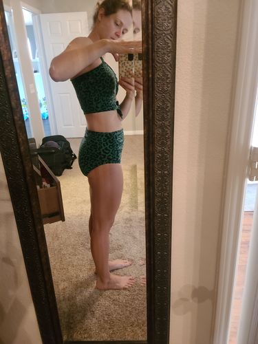 Customer photo review of Barefoot Bottom | Green Leopard Print
