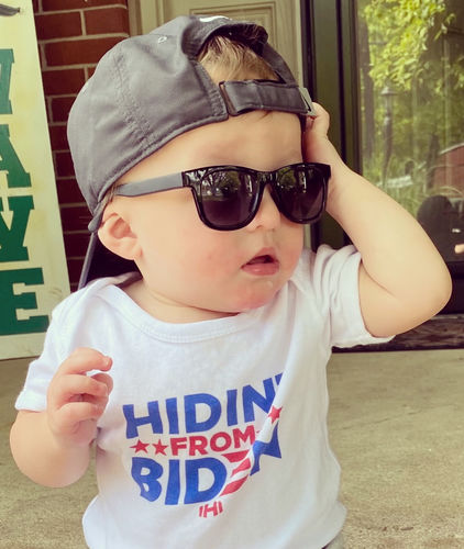 Customer photo review of Hidin' From Biden Baby Onesie