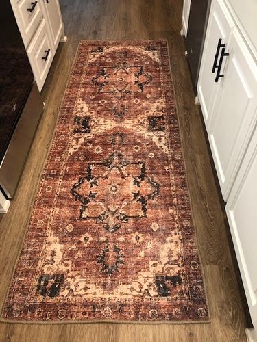 Customer photo review of Distressed Vintage Cezanne Terracotta Runner