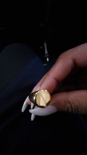Customer photo review of Women Signet Ring Chunky Round Top Stainless Steel Punk Fashion Jewelry