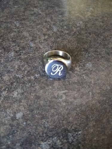 Customer photo review of Women Signet Ring Chunky Round Top Stainless Steel Punk Fashion Jewelry