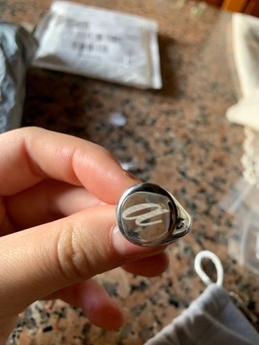 Customer photo review of Women Signet Ring Chunky Round Top Stainless Steel Punk Fashion Jewelry