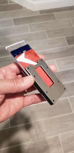 Customer photo review of Brushed Silver Aluminum Slim Wallet