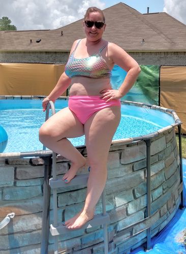 Customer photo review of Pink Mermaid Scoop Top