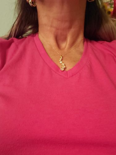Customer photo review of 2.00 CT Round Cut Natural Diamonds - Journey Pendants