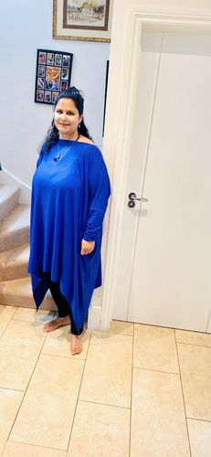 Customer photo review of Bamboo Slouchy Top Cobalt Blue