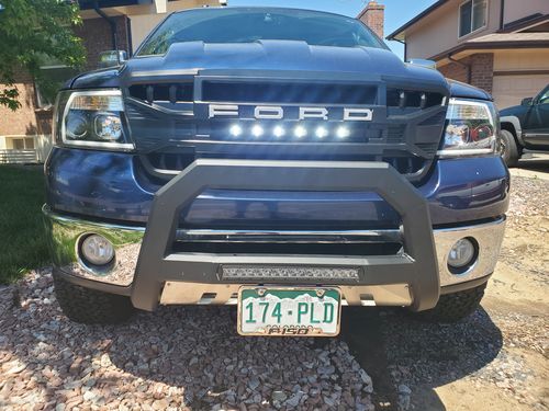 Customer photo review of Armor Grille w/Off-Road Lights, Replaceable Letters- Matte Black for 2004-2008 Ford F150