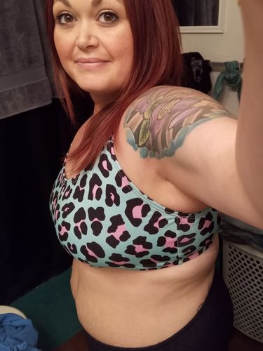 Customer photo review of Mint Cheetah Scoop Top
