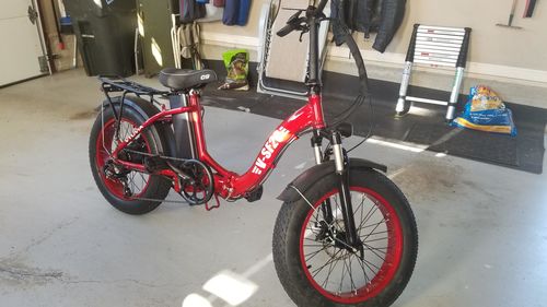 Customer photo review of VTUVIA SF20 Step Through 20 Inch Folding Fat Tire Electric Bike, 750W Motor, 48V 13AH Removable Battery-Red, Black, White In Stock