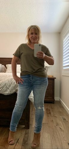 Customer photo review of Natural Vibe Twisty Tee (Olive)
