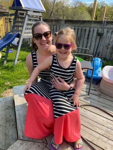 Customer photo review of Stylish Striped Color-blocking Sleeveless Mommy and Me Maxi Dress in Black