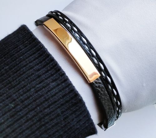 Customer photo review of Bracelet homme personnalisable en simili cuir et acier chirurgical