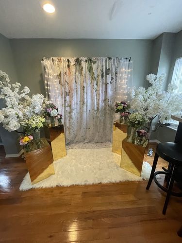 Customer photo review of White and Pink Rose Flower Custom Backdrop