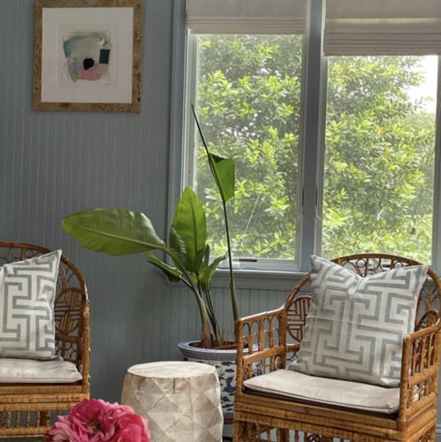 Customer photo review of Ming Trail Velvet Light Blue Pillow Cover