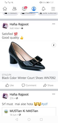 Customer photo review of Black Color Winter Court Shoes WN7092