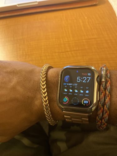 Customer photo review of Rose Gold Woven Chain Bracelet in Gray