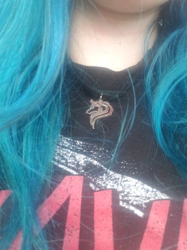 Customer photo review of Lone Wolf Necklace, Be Fearless, Hand Cut Coin