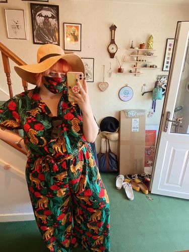 Customer photo review of Jaguar Paradise Black Animal Print Jumpsuit