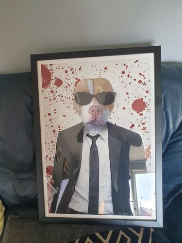 Customer photo review of The Reservoir Dog - Custom Pet Portrait