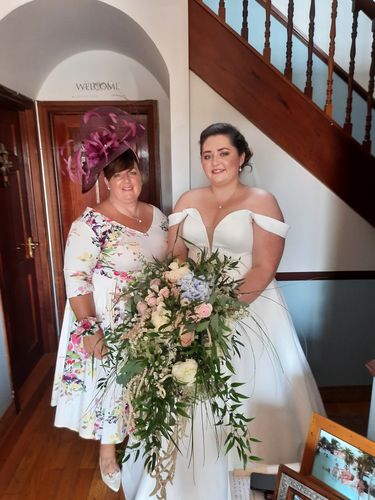 Customer photo review of Liana White and Pink Florals Flare Dress