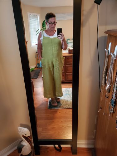 Customer photo review of Lighter Days Linen Jumpsuit (Pistachio)