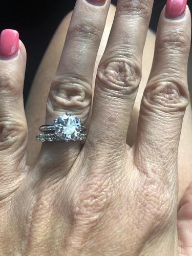 Customer photo review of Classic Solitaire Moissanite Six-Prong Sterling Silver Ring