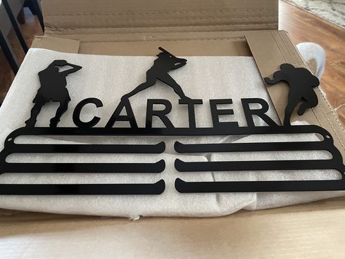 Customer photo review of Custom Three Sport Medal Hanger